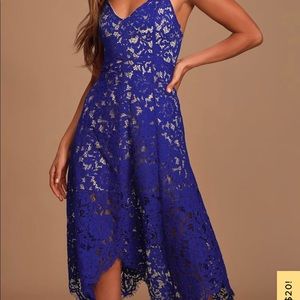 Lulus One Wish Royal Blue Lace Midi Dress